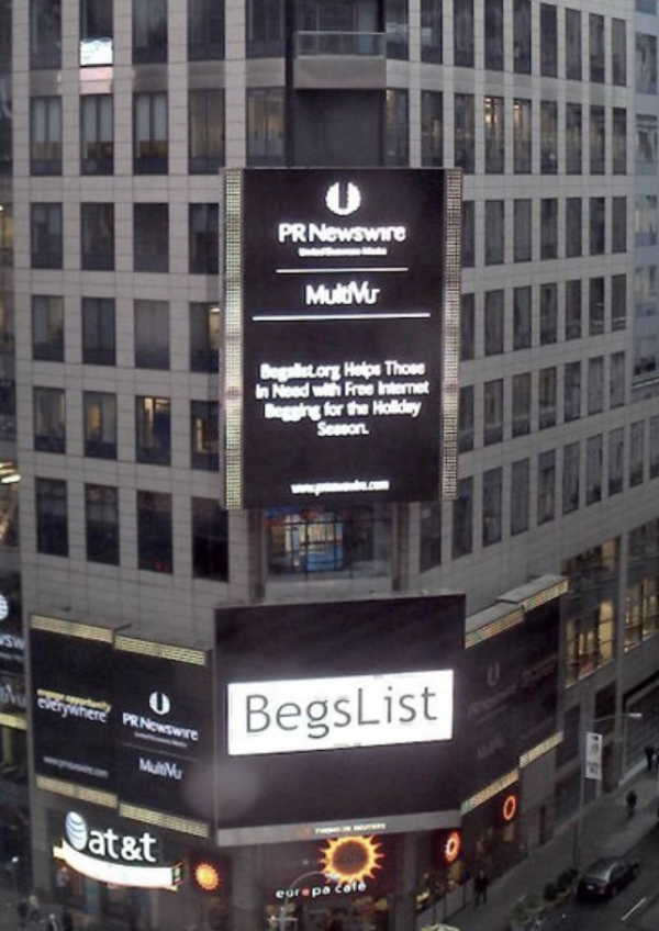 Begslist in NY Time Square