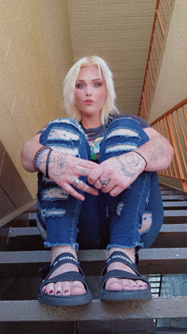 Young female struggling to survive alone